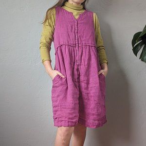 Purple Linen Button Down Dress